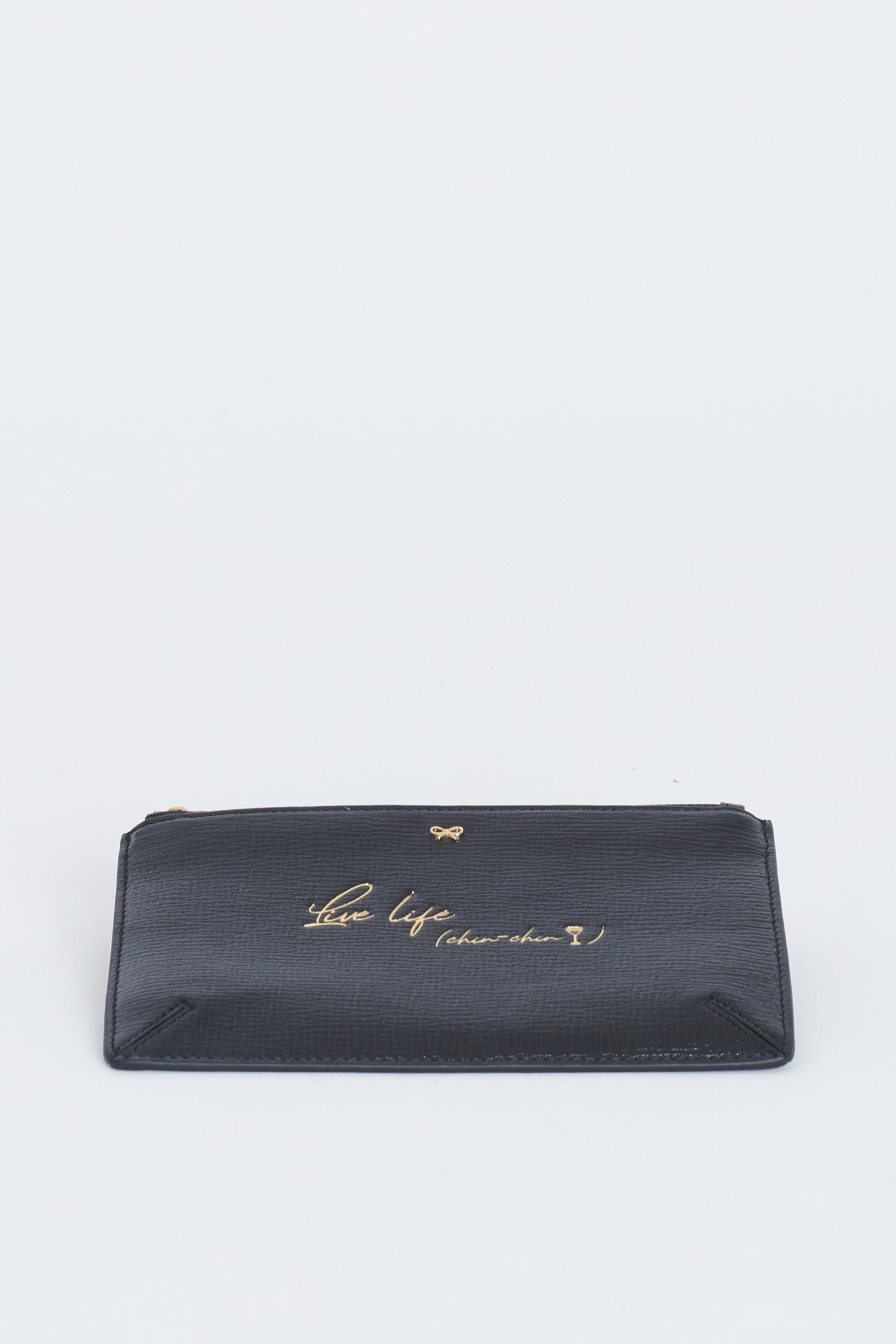 Black Leather Zipped Card Case