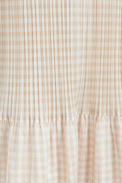 Yellow Pleats Please Gingham Midi Dress