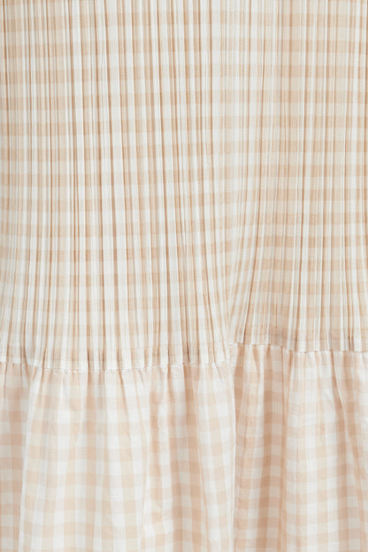 Yellow Pleats Please Gingham Midi Dress