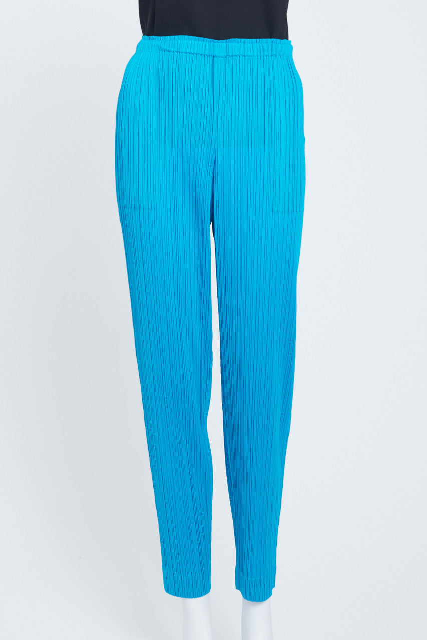 Turquoise Blue Pleats Please Trousers