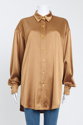 Bronze Satin Oversized Shirt