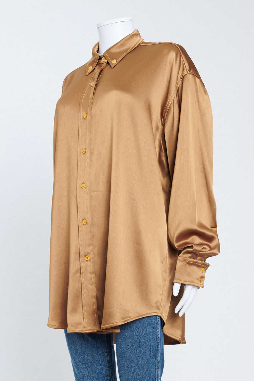 Bronze Satin Oversized Shirt