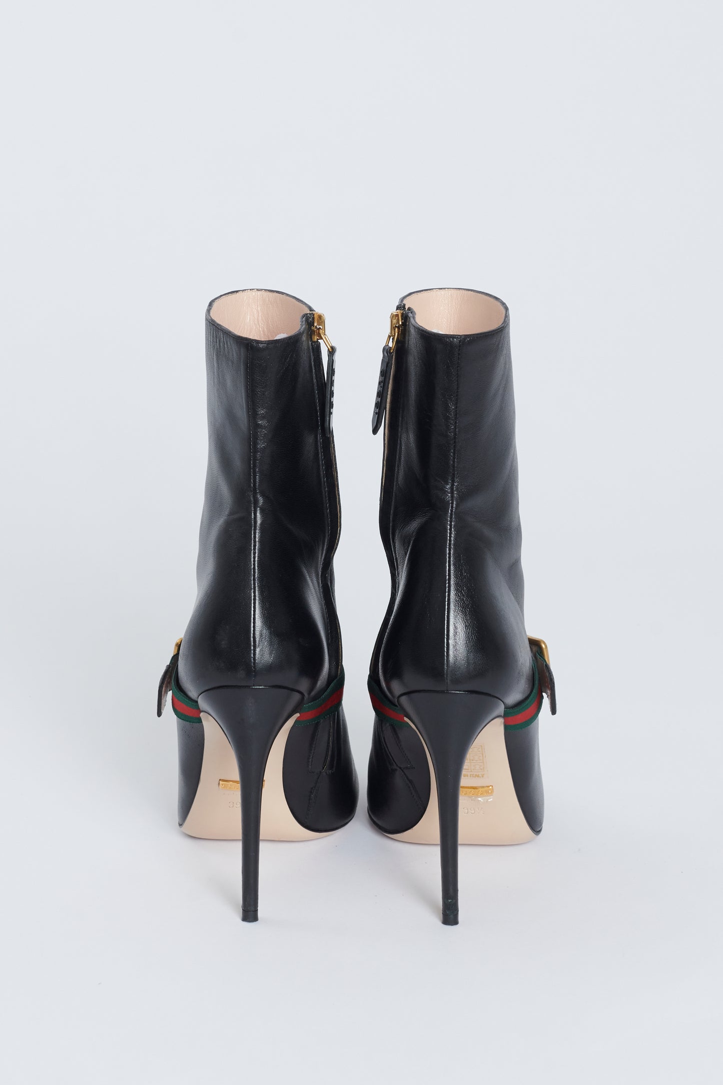 Black Leather Sylvie Stiletto Preowned Ankle Boots