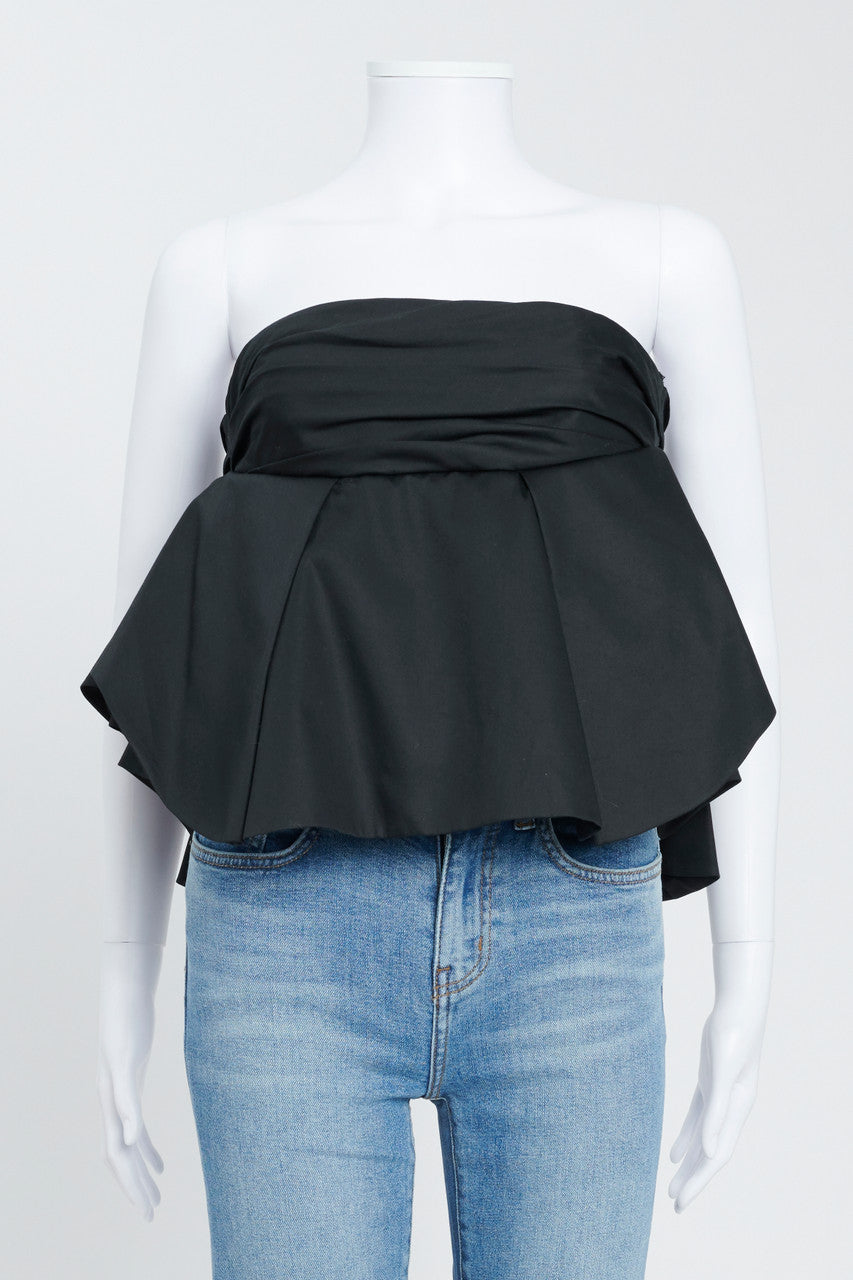 Black Cotton Katerina Off-Shoulder Blouse