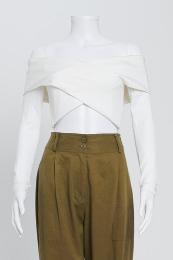 White Issa Stretch Cross Cropped Top
