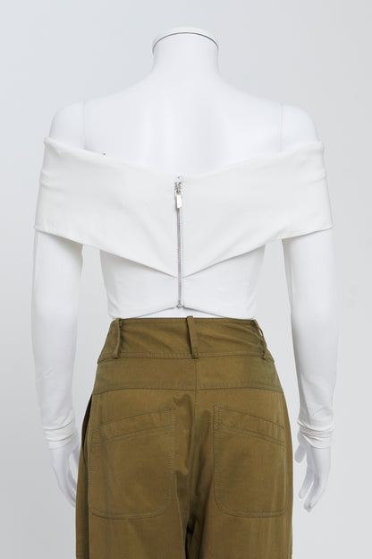 White Issa Stretch Cross Cropped Top