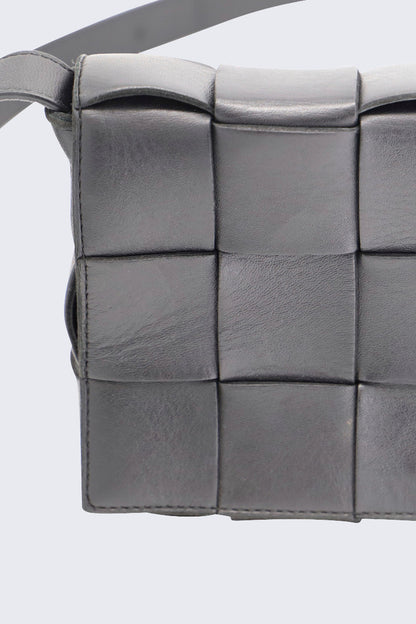 Black Lambskin Intrecciato Leather Cassette Crossbody Bag