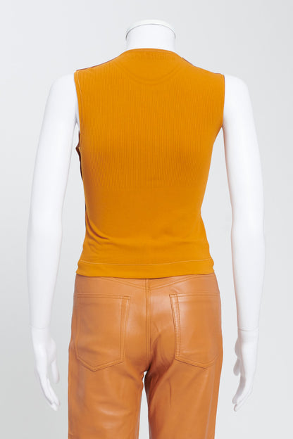 Cognac Leather Sleeveless Leather Top