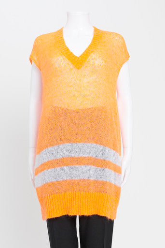 Neon Orange Mohair-Blend Preowned Sweater Vest
