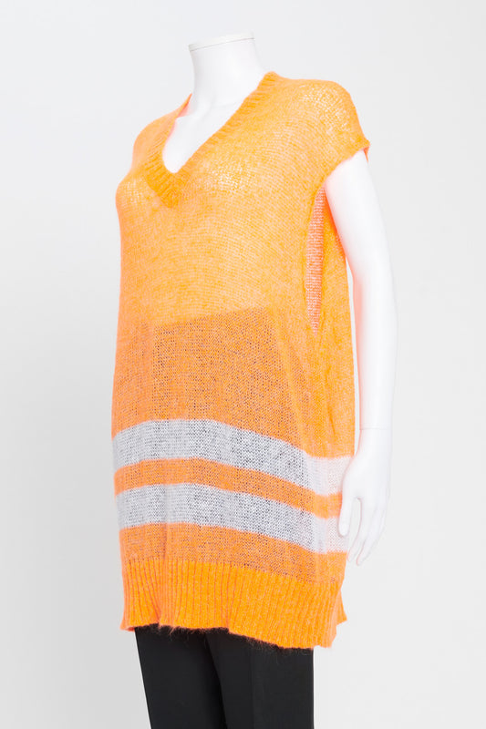 Neon Orange Mohair-Blend Preowned Sweater Vest