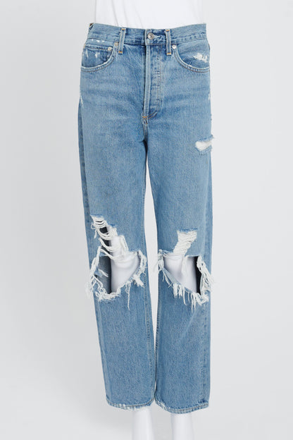 Mid-Blue Washed Denim 90s Mid-Rise Jeans