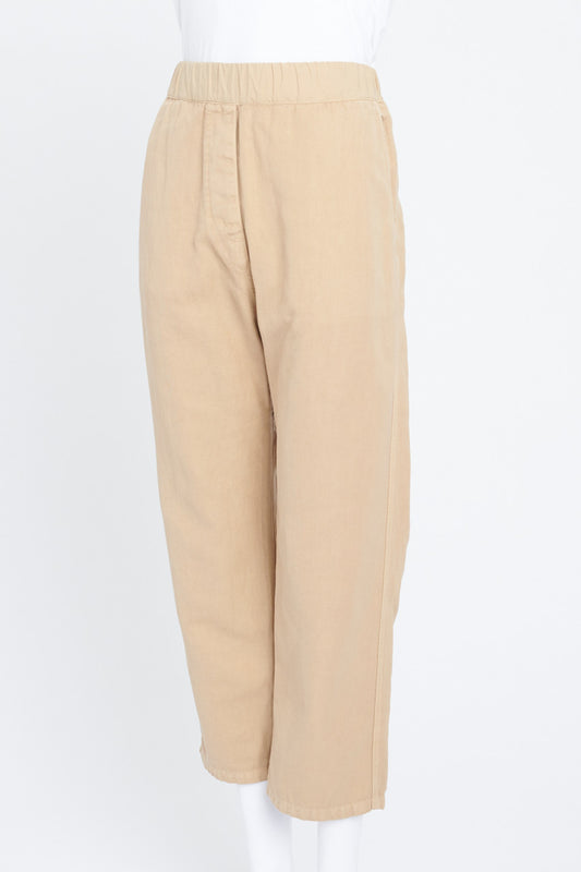 Sand Cotton Casablanca Cropped Tapered Trousers