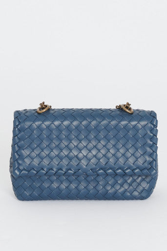 Blue Leather Intrecciato Olimpia Bag