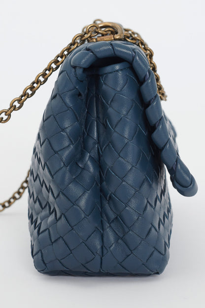 Blue Leather Intrecciato Olimpia Bag