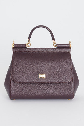 Burgundy Leather Miss Sicily Medium Bag