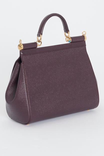 Burgundy Leather Miss Sicily Medium Bag