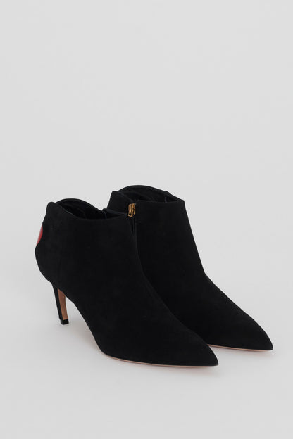 Black Suede Dioramour Pointed Heeled Preowned Ankle Boots