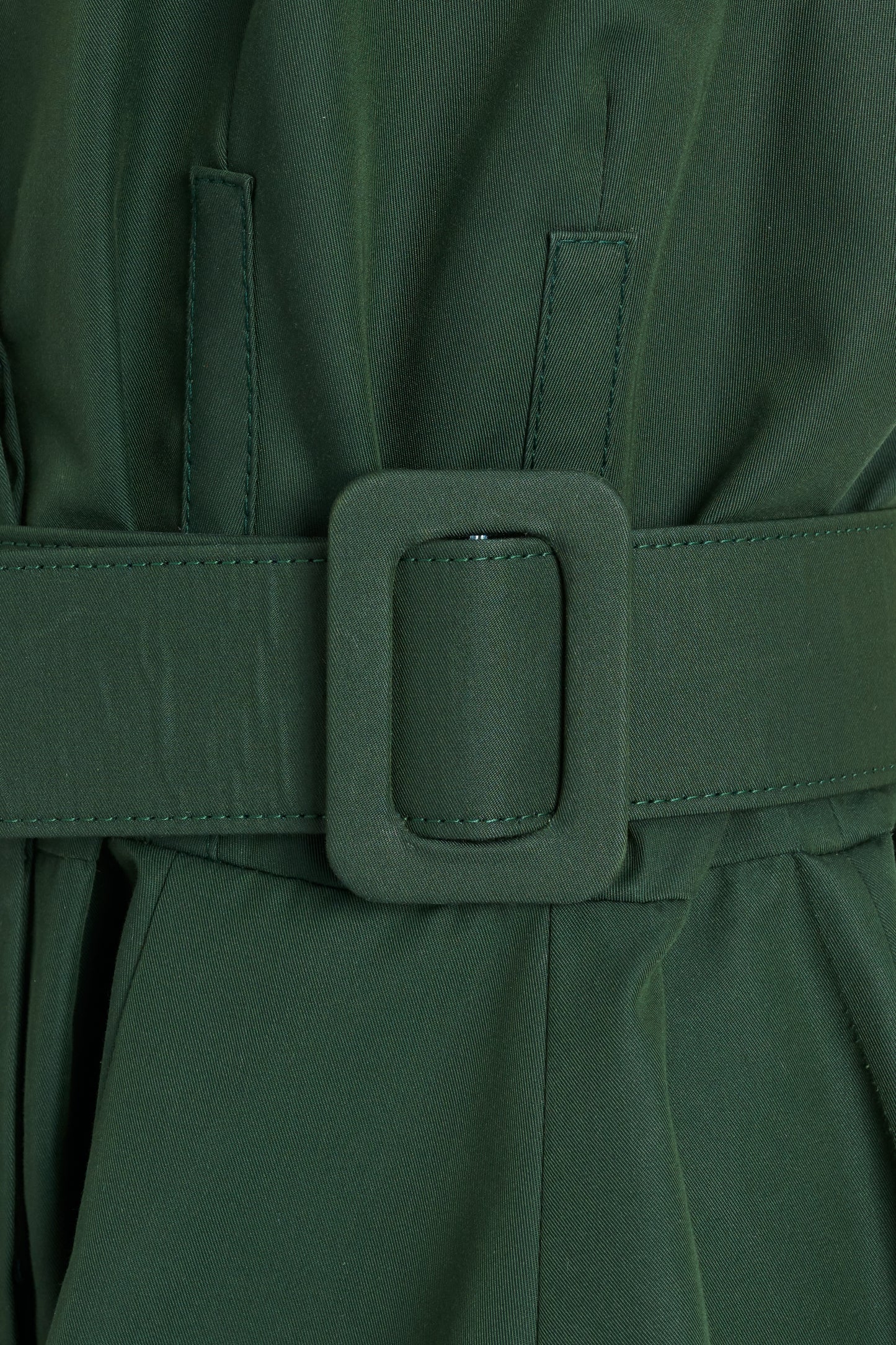 Army Green Technical Cotton Midi Dress