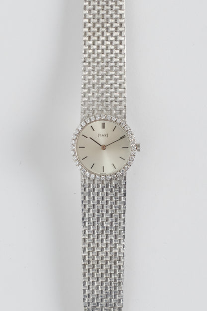 18 Carat White Gold Diamond Bezel Wristwatch