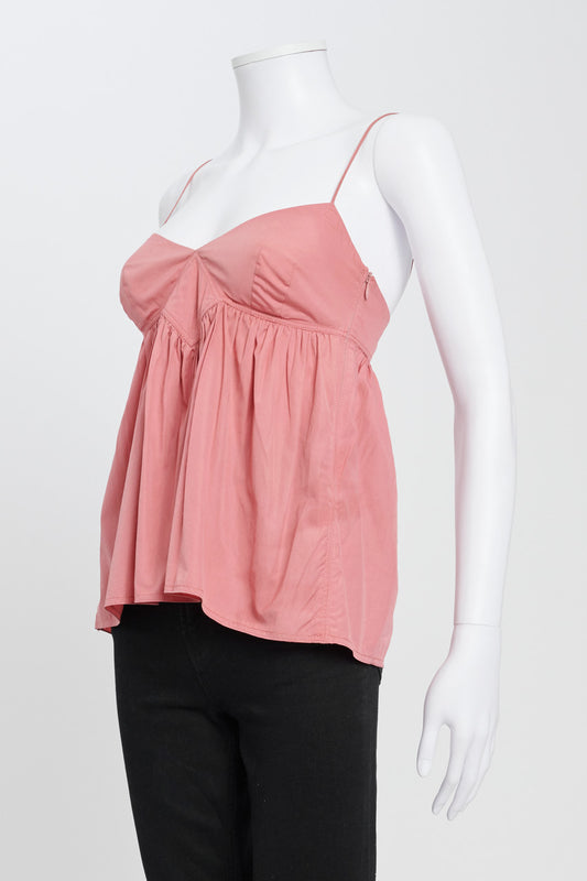 Pink Cami Top With Pleating Detail