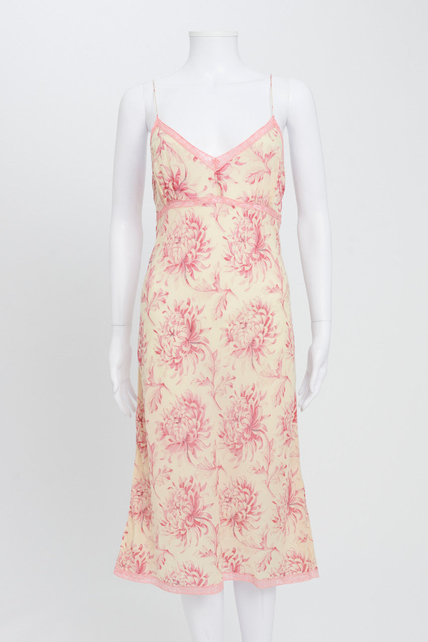 Pink And Beige Knee-Length Slip Dress