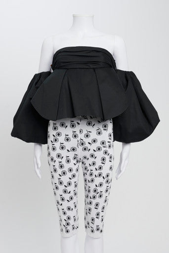 White Floral Cotton Knit Bermuda Shorts