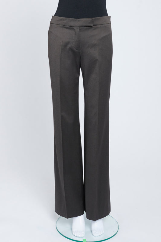 F/W 2001 Runway Brown Wool Flared Trouser With Chain Detail