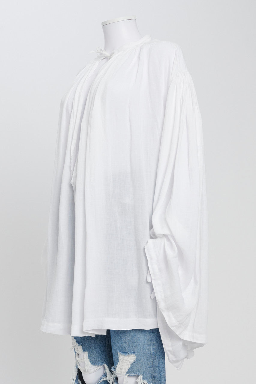 White Cotton Voile Oversized Tunic Top