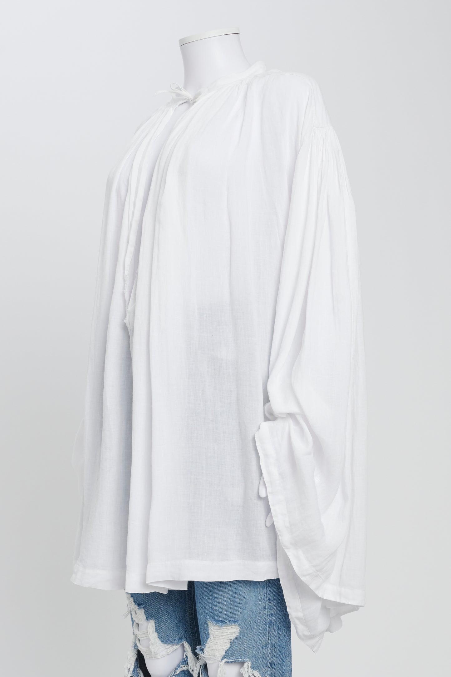 White Cotton Voile Oversized Tunic Top