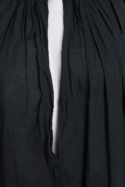 Black Cotton Voile Oversized Tunic Top