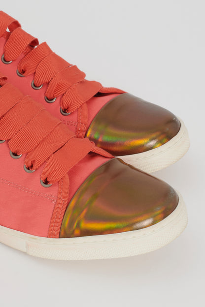 Fuchsia Silk Preowned Sneakers With Iridescent Toe
