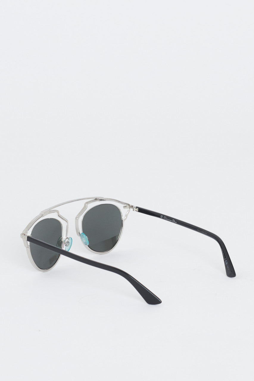 Silver Metal So Real Sunglasses With Mirrored Lenses