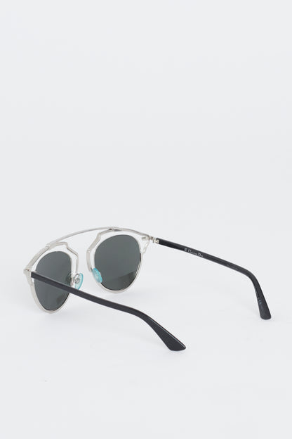 Silver Metal So Real Sunglasses With Mirrored Lenses