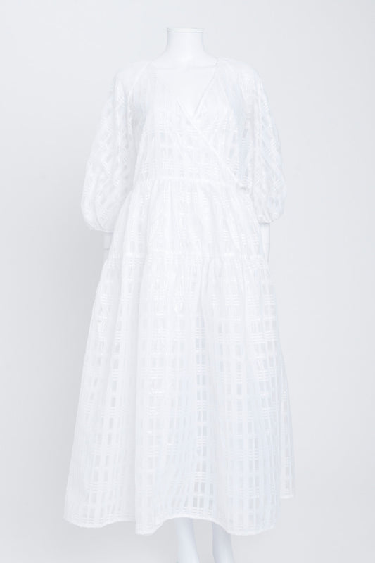 White Gauze Regitze Wrap-Effect Midi Dress
