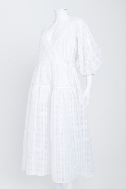White Gauze Regitze Wrap-Effect Midi Dress