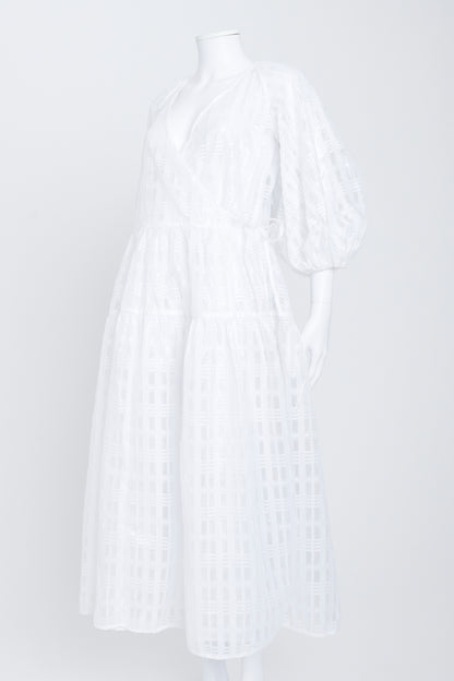 White Gauze Regitze Wrap-Effect Midi Dress