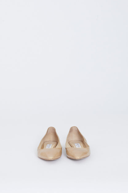 Cream Patent Leather Preowned Ballet Flats