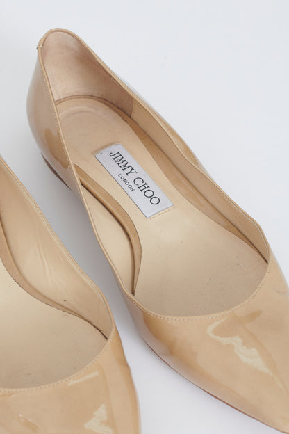 Cream Patent Leather Preowned Ballet Flats