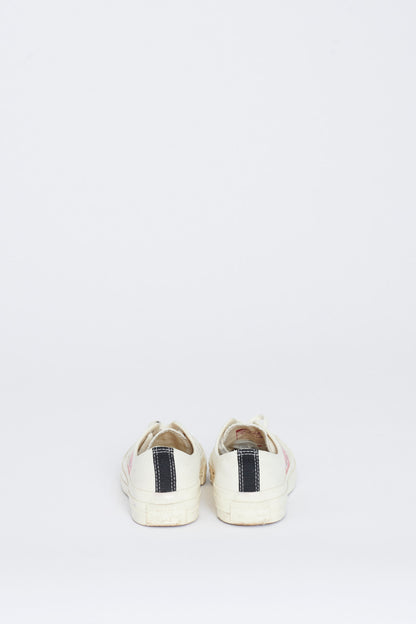 White Cotton Low Top Trainers with Graphic Red Heart