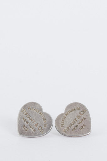 Heart-Shaped Silver Stud Earrings