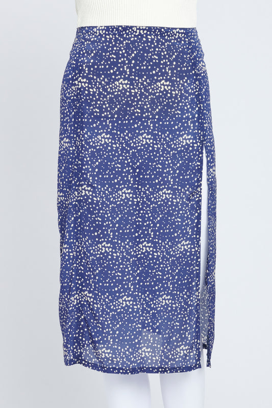 Blue Spotted Silk Skirt With Matching Scrunchie