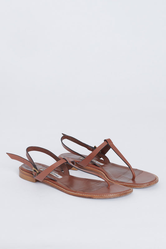 Brown Hata Flat Sandals