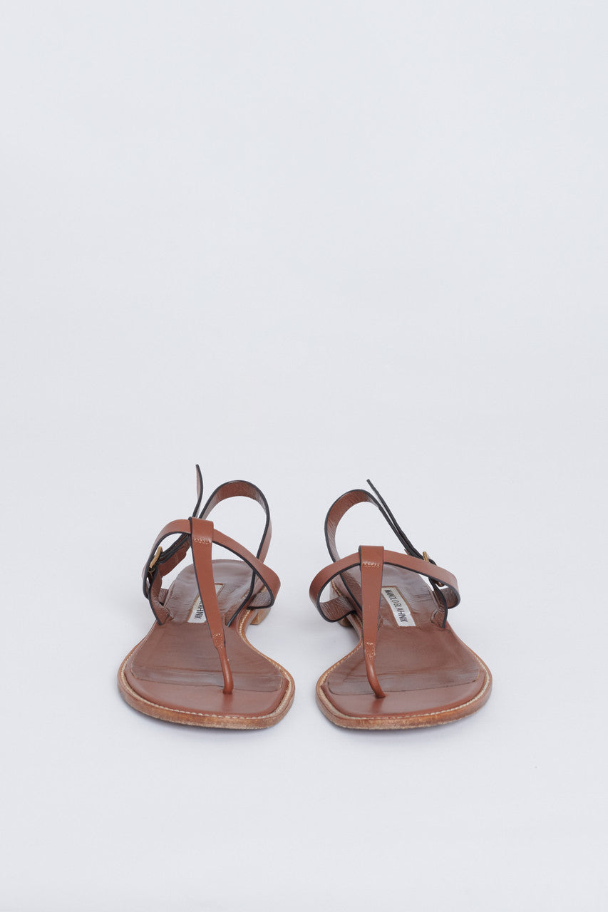 Brown Hata Flat Sandals