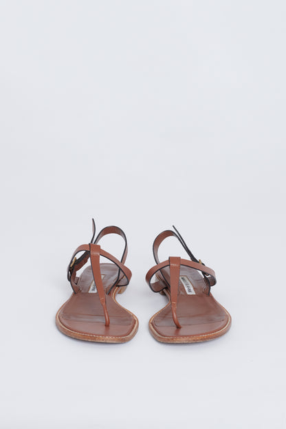 Brown Hata Flat Sandals
