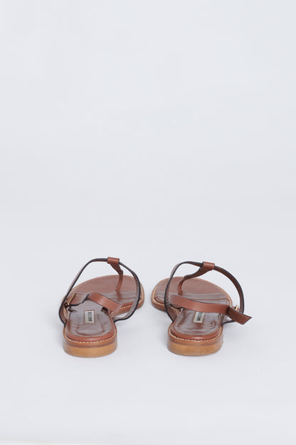 Brown Hata Flat Sandals