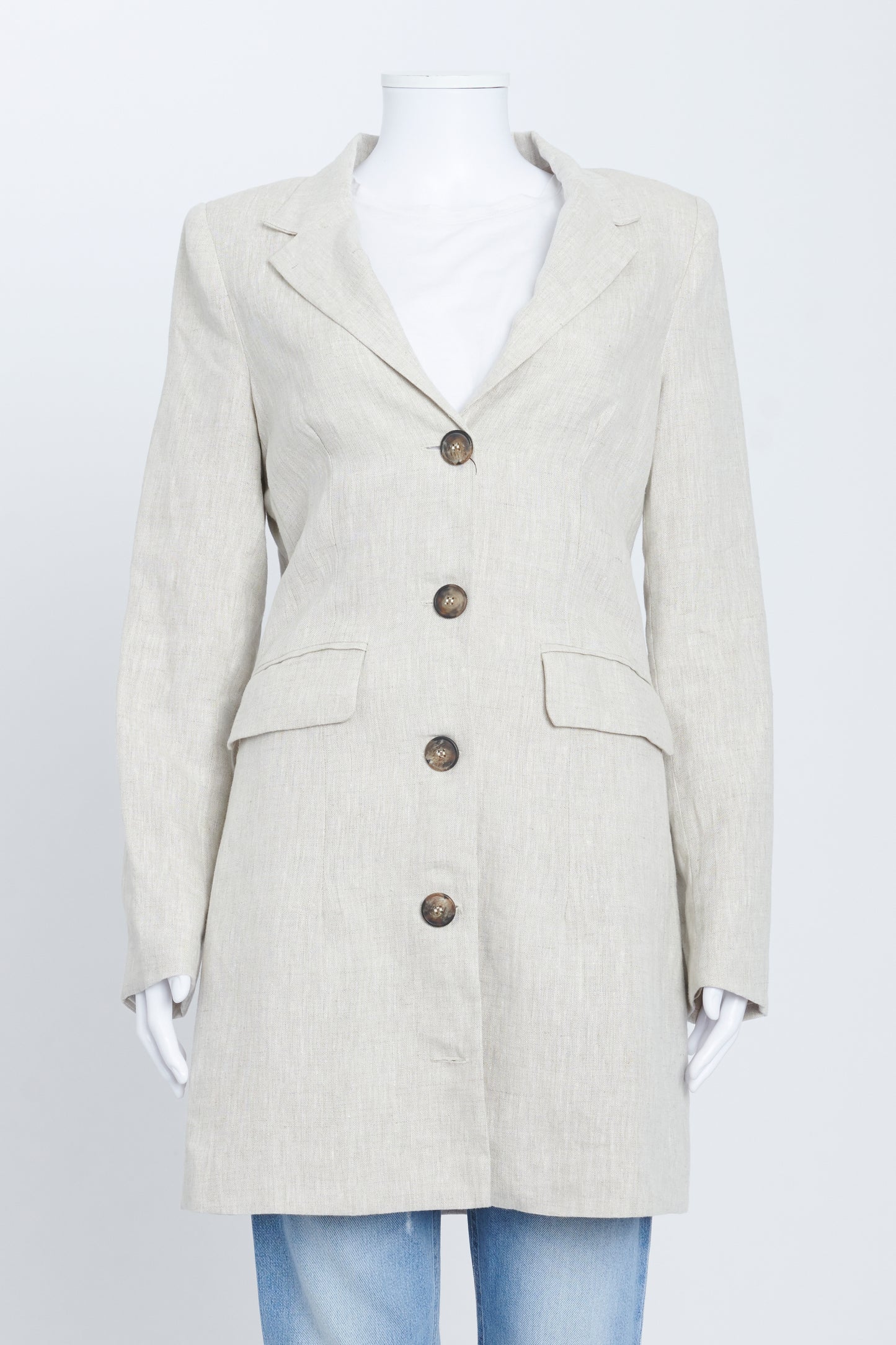 Cream Linen Blazer Dress