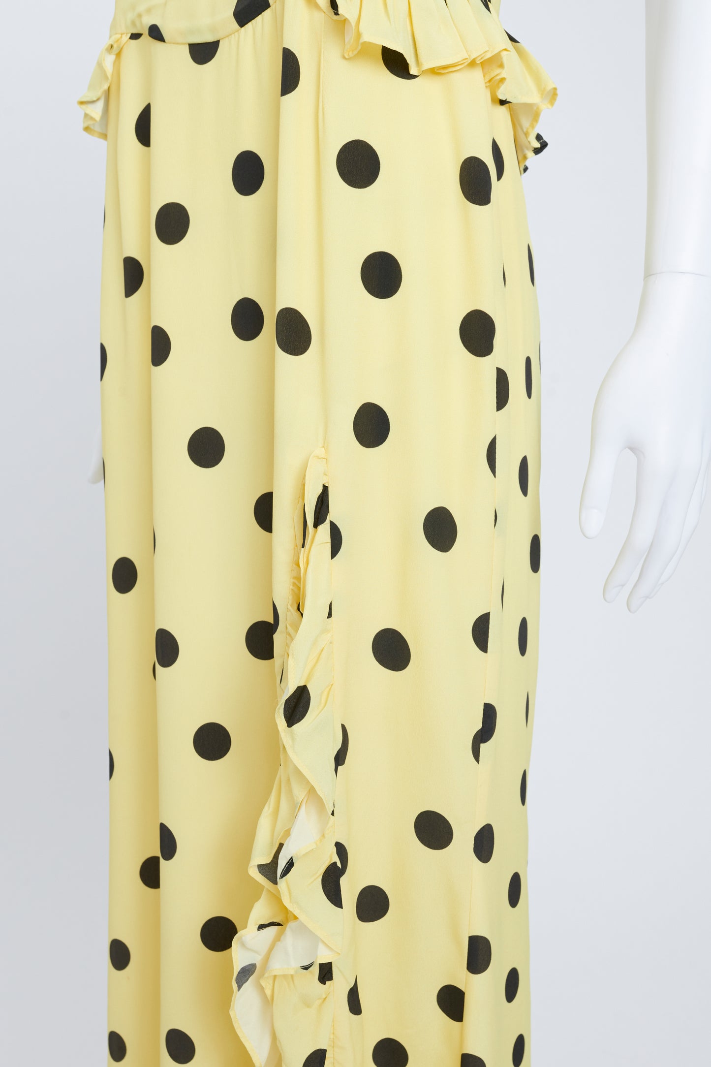 Sheer Yellow and Black Polka Dot Maxi Dress