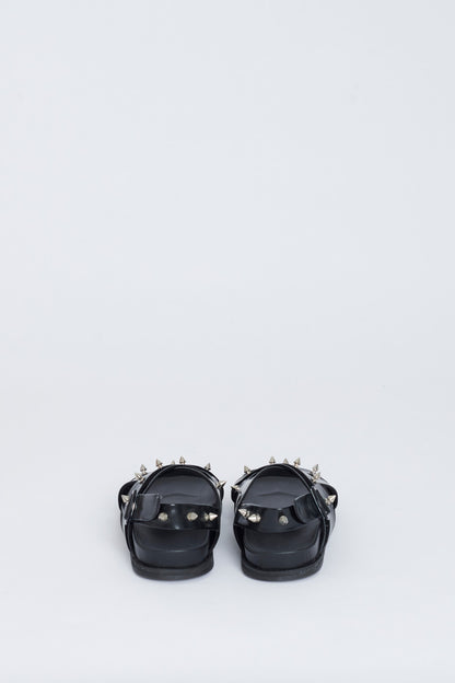 Black Multi Strap Studded Sandal Slide
