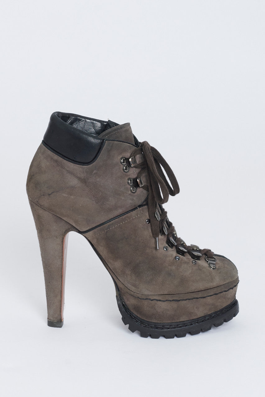 Taupe Platform Preowned Ankle Boots