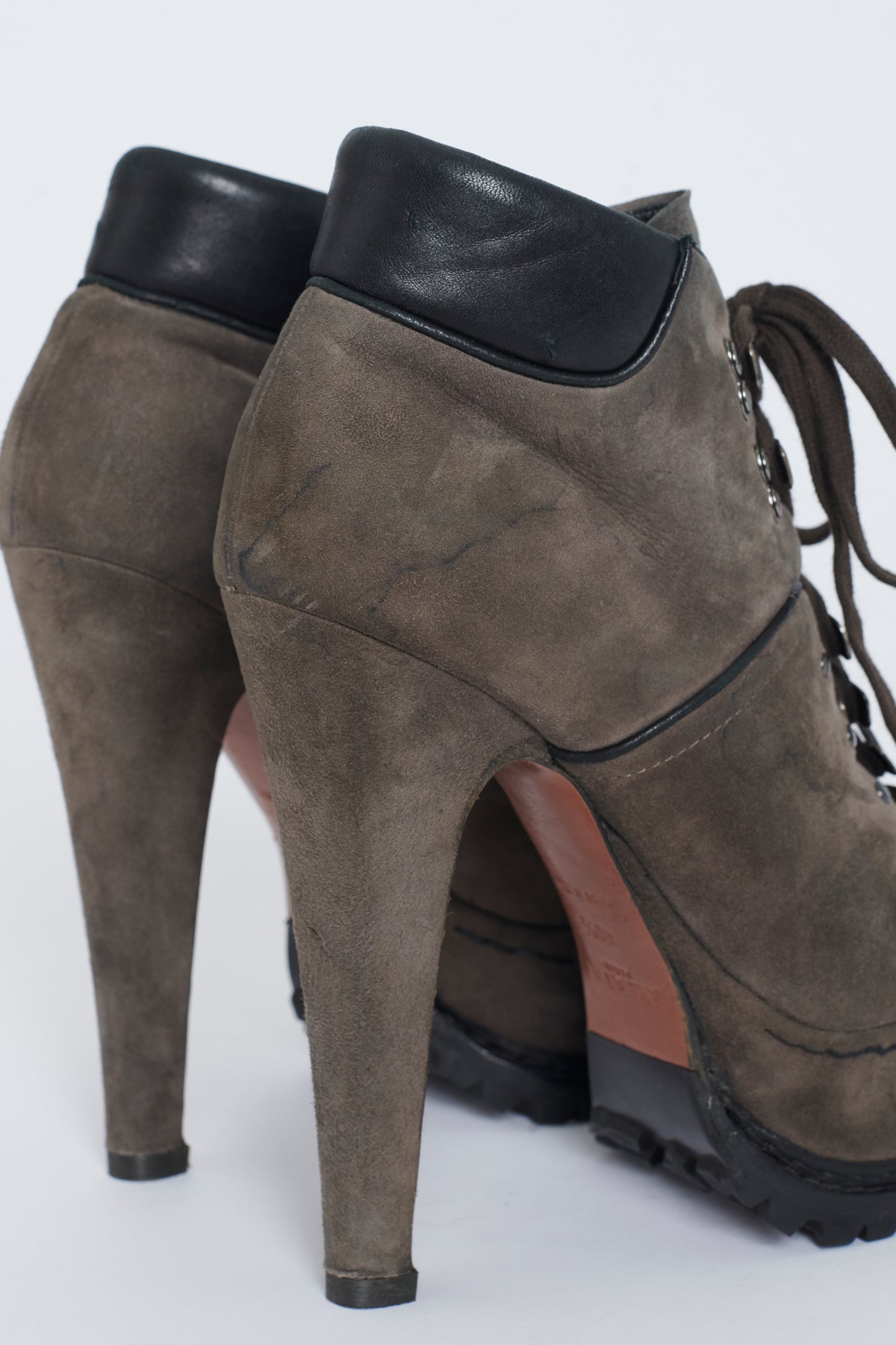 Taupe Platform Preowned Ankle Boots